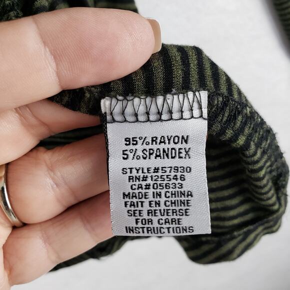 Habitat‎ Women's XL Open Front Waterfall Sweater Green Black Stripe Casual Layer - Picture 4 of 7